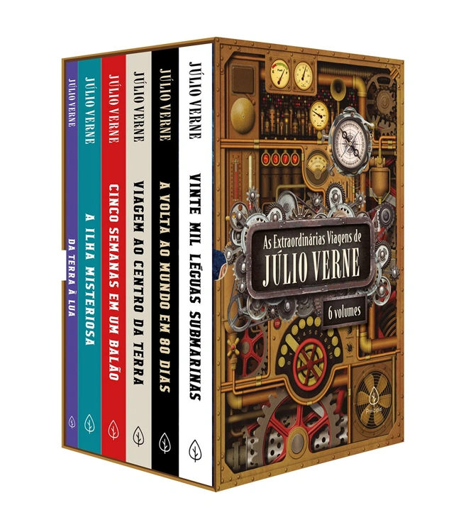 Box de livros de Júlio Verne. Recomendando presentes para leitores.