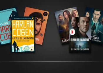 Montagem usando capas de livros e séries de Harlan Coben.